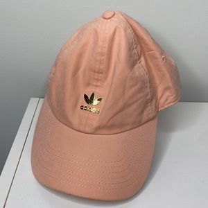 Adidas hat, light pink hat gold detail
